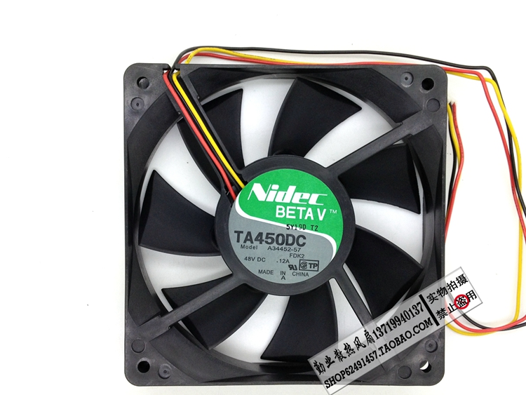 NIDEC A34452-57 DC48V 0.12A 12厘米12CM 机箱变频器风扇