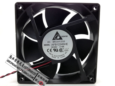 台达 12038 大风量变频器风扇 AFB1224SHE双滚珠 DC24V 0.75A 2线