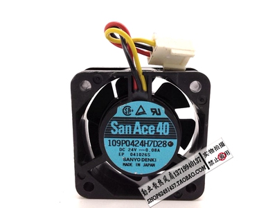 109P0424H7D28 4CM 24V 0.08A 原装三洋SANYO 4015机床工控机风扇
