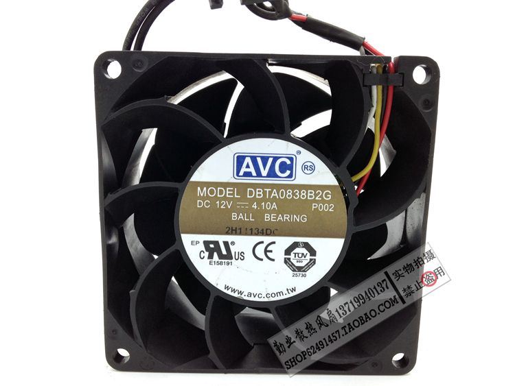 原装 AVC DBTA0838B2G 12V 4.10A 8CM 8038 4线 PWM 散热 风扇