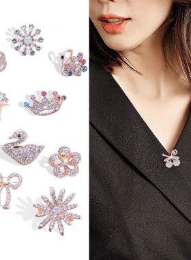 2021新款热卖胸花服饰配件蝴蝶结玫瑰花卡通衣领扣防走光小胸 针