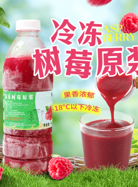 冷冻树莓原浆960g 覆盆子鲜果酱纯果蔬汁饮料水果茶调味果茸肉