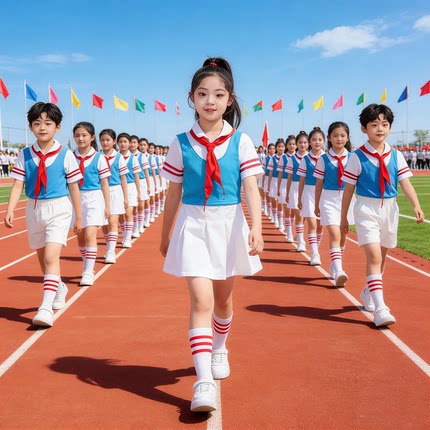 六一儿童啦啦队演出服小学生大合唱朗诵表演班服红领巾团体舞蹈服