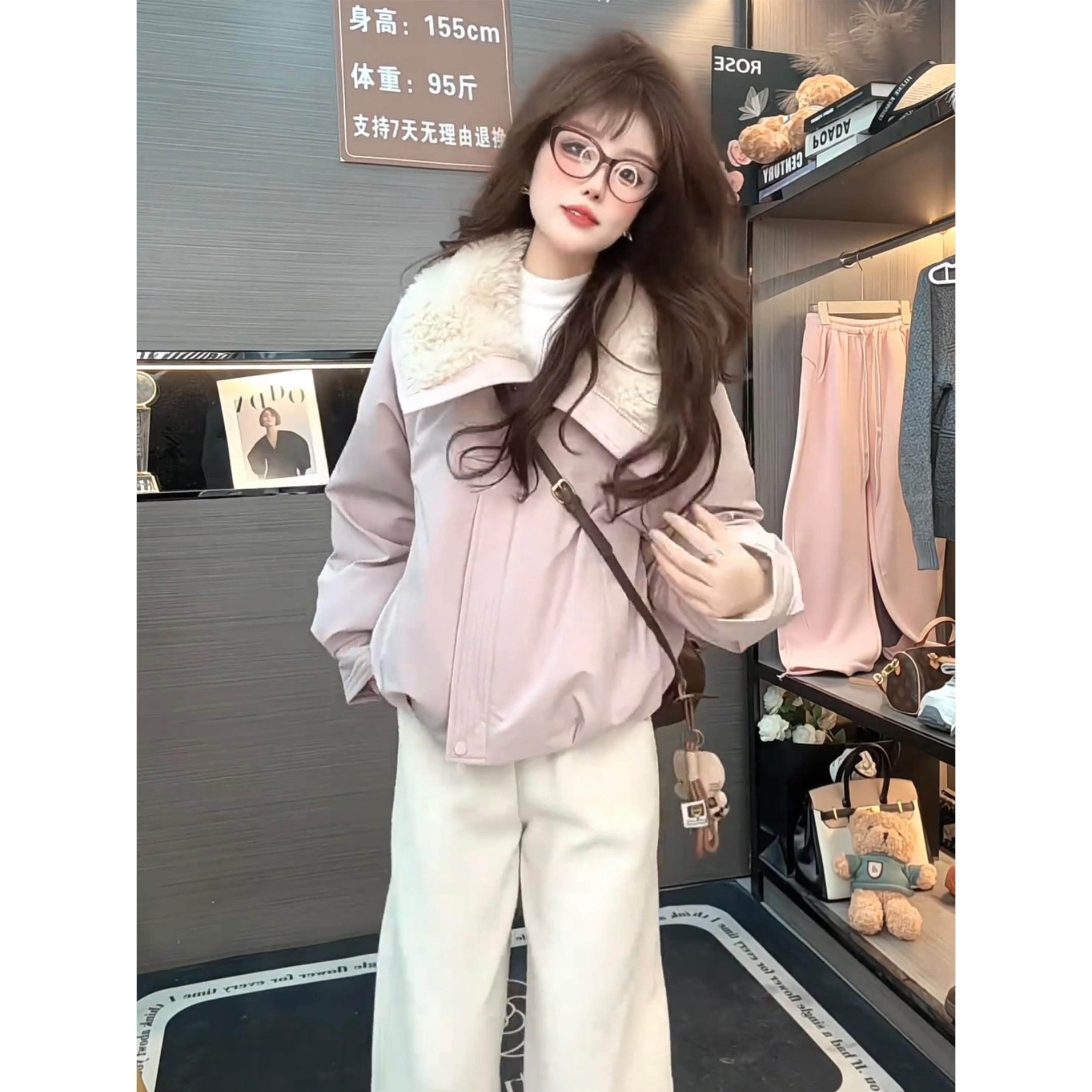 欧货羊羔毛领加绒派克服短外套女冬季2025新款小个子加厚夹克上衣,个性定制/设计服务/DIY,棉服工装,淘宝优惠券,粉丝福利购,淘宝优惠卷