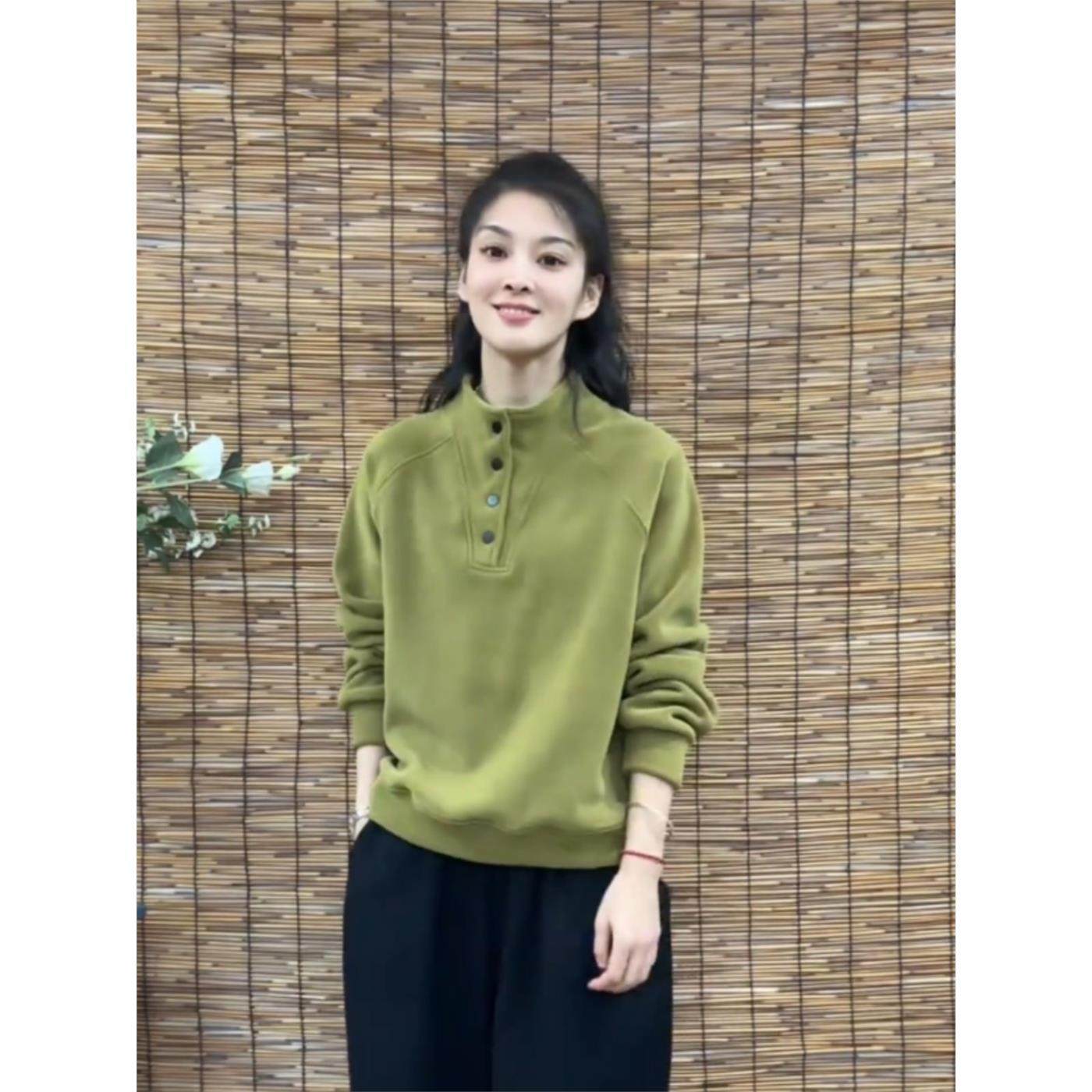 采购产品双面奥地利丝绒女式立领运动衫，加厚丝绒，秋冬新款，宽