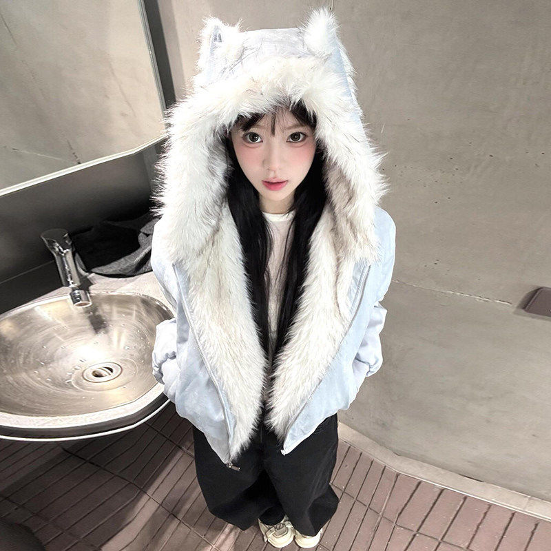 座山雕棉服女款2025新款冬季加厚棉衣美式猫耳巨好看短款棉袄外套,女装/女士精品,棉衣/棉服,淘宝优惠券,粉丝福利购,淘宝优惠卷