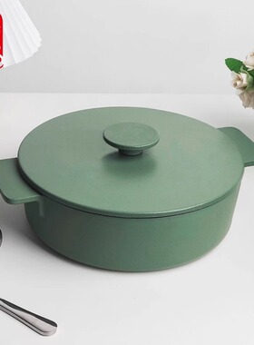 小幸福新品23cm浅汤哑光绿家用煲汤锅小炒锅微压小炖锅