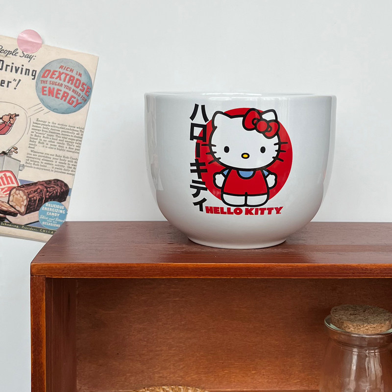 凯蒂猫Hello Kitty卡通陶瓷汤碗沙拉碗面条碗 可插筷 550ml