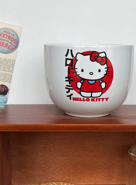 凯蒂猫Hello Kitty卡通陶瓷汤碗沙拉碗面条碗 可插筷 550ml