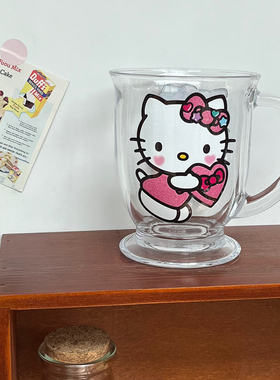 凯蒂猫Hello Kitty可爱玻璃杯水杯咖啡杯女生礼物 400ml