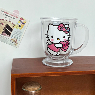 凯蒂猫Hello Kitty可爱玻璃杯水杯咖啡杯女生礼物 400ml