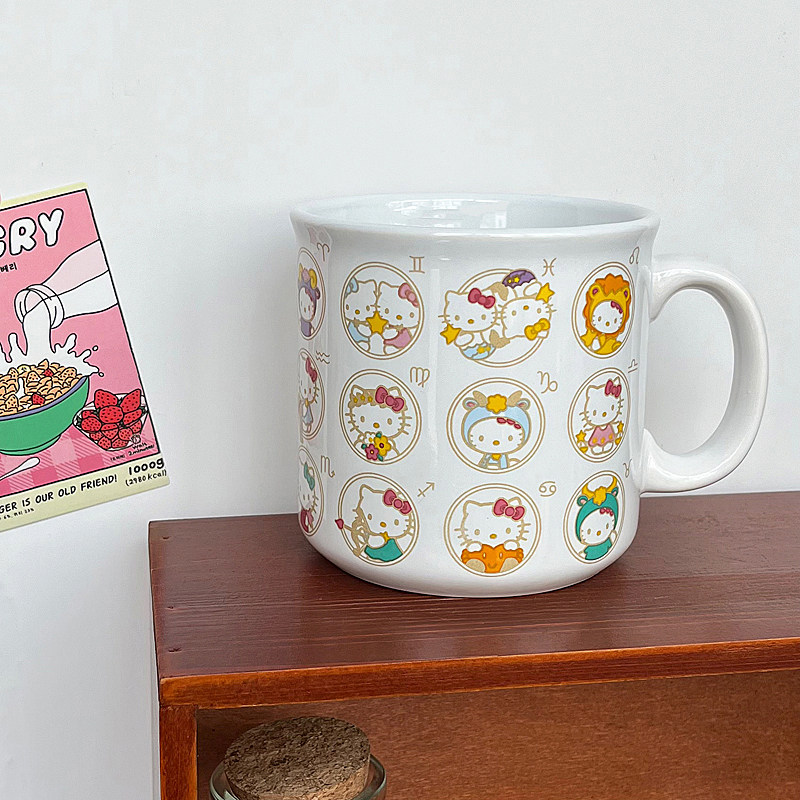 KT猫凯蒂猫十二星座可爱马克杯奶茶杯女生水杯Hello Kitty 550ml