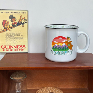 喜剧动画瑜伽熊可爱陶瓷马克杯水杯咖啡杯 耐高温 550ml