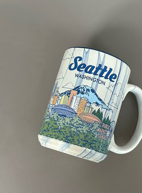 美国西雅图Seattle城市纪念马克杯氛围感水杯礼物杯咖啡杯 450ml