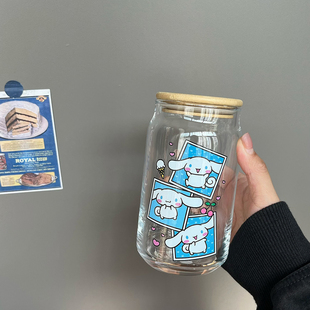 玻璃杯玉桂狗大耳狗可爱咖啡杯水杯热饮杯 500ml