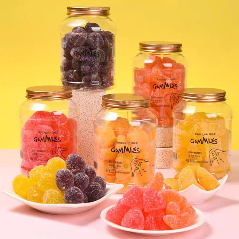 冠易德300g罐装吉咪一颗芒果形葡萄型草莓形菠萝形凝胶糖果