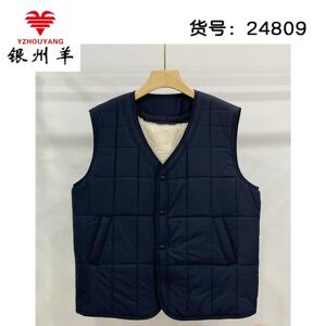 银州羊男中老年爸爸全护开衫梭织马甲加厚羊毛大码外穿坎肩24809