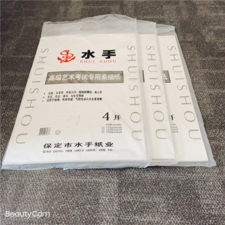 水手木浆素描纸本色白色铅画纸 4开170g230g铅笔炭笔速写纸细纹纸