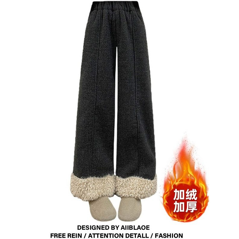 大码显瘦保暖羊羔毛休闲裤女秋冬季胖mm时尚气质百搭阔腿直筒裤子,女装/女士精品,大码裤装,淘宝优惠券,粉丝福利购,淘宝优惠卷