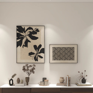 饰画抽象花卉沙发背景墙壁画 中古风组合餐厅挂画轻奢高级感客厅装
