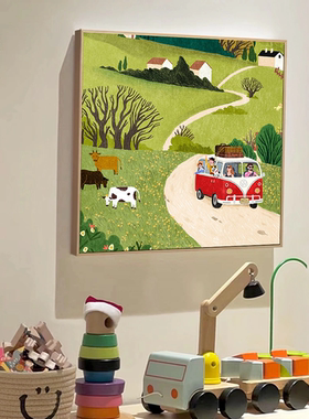 旅途美景北欧风格绿色油画高级感艺术卧室餐厅玄关客厅装饰画挂画