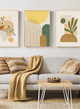 向阳北欧原木风客厅装饰画黄色向日葵挂画小清新日式餐厅墙画温馨