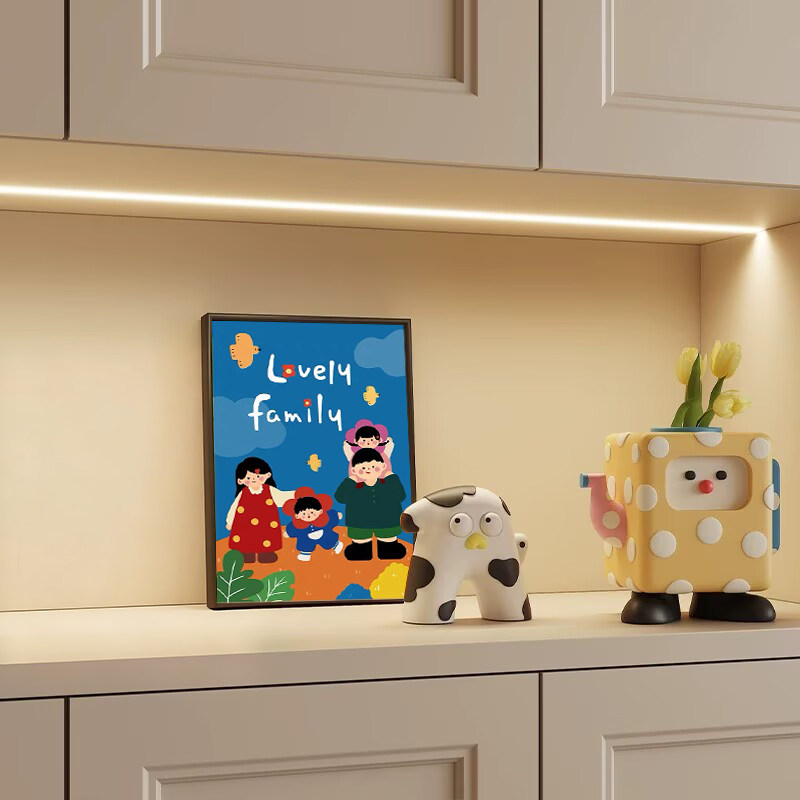 多巴胺卡通客厅玄关装饰画可爱一家三口卧室沙发背景墙挂画壁画