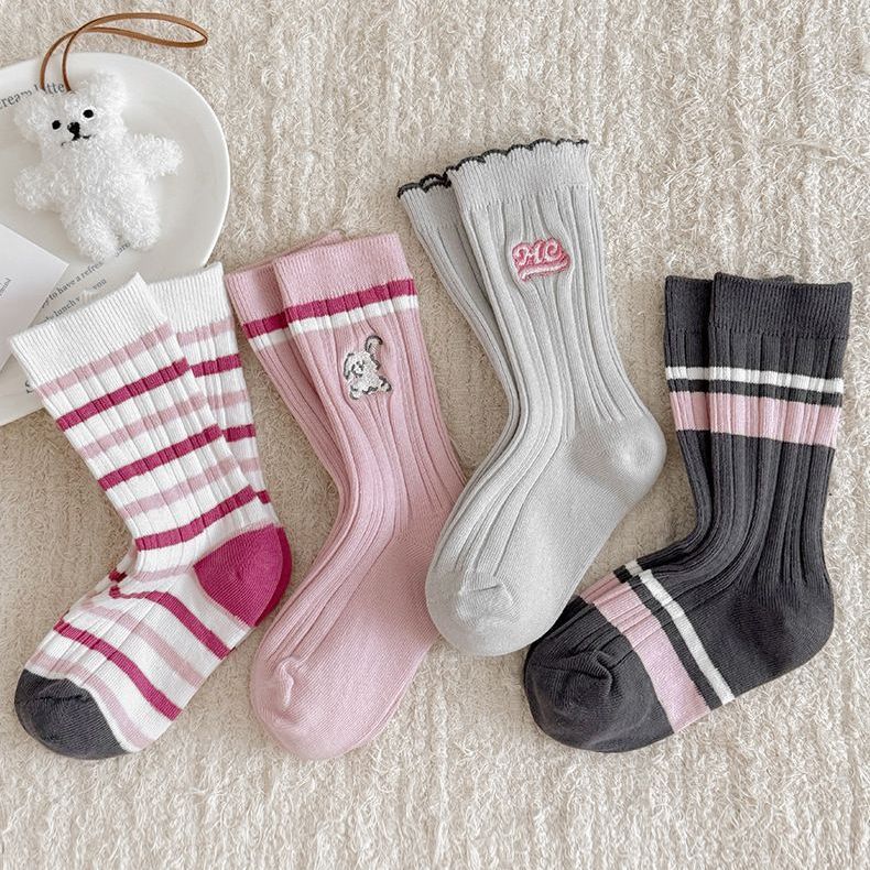 儿童袜子春秋款纯棉无骨中筒袜