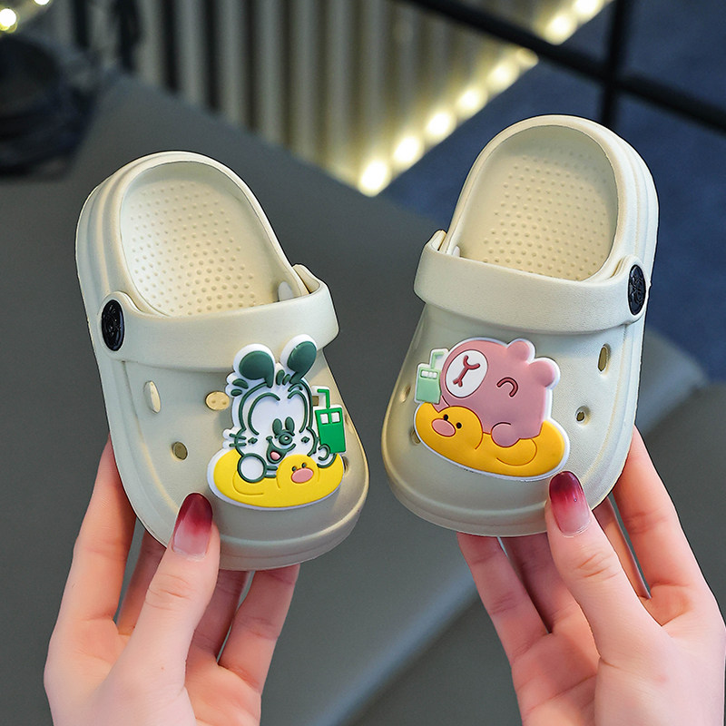 巴布豆1-3岁宝宝包头两用凉鞋儿童洞洞鞋夏季透气防臭小童凉拖鞋