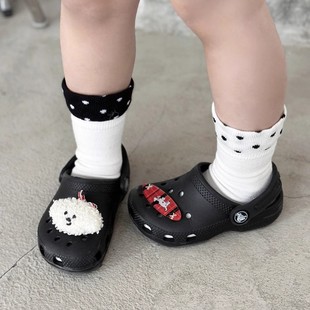 ab款波点袜精梳棉韩系奶呼呼少女感女童精致袜子鸳鸯袜