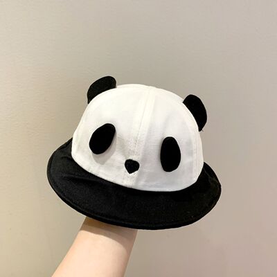 儿童超萌熊猫帽子宝宝遮阳防晒大檐渔夫帽婴幼儿可爱水桶帽男女童