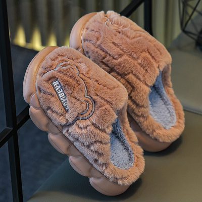 儿童棉拖鞋男女童冬天2025新款室内家居防滑保暖中大童亲子毛拖鞋