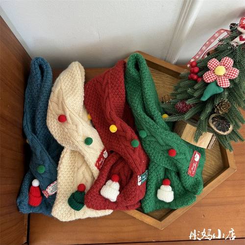 日韩潮女童针织保暖围巾