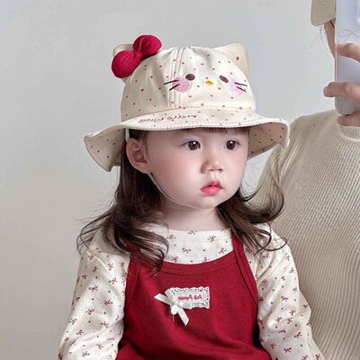 婴儿帽子春秋季渔夫帽可爱超萌小月龄宝宝遮阳帽户外防风太阳帽子