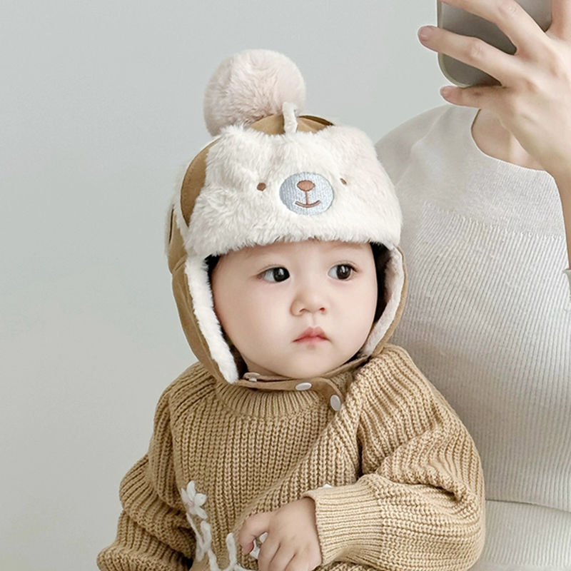 婴儿帽子秋冬季男女宝宝可爱雷锋帽儿童超萌加绒护耳帽防风套头帽