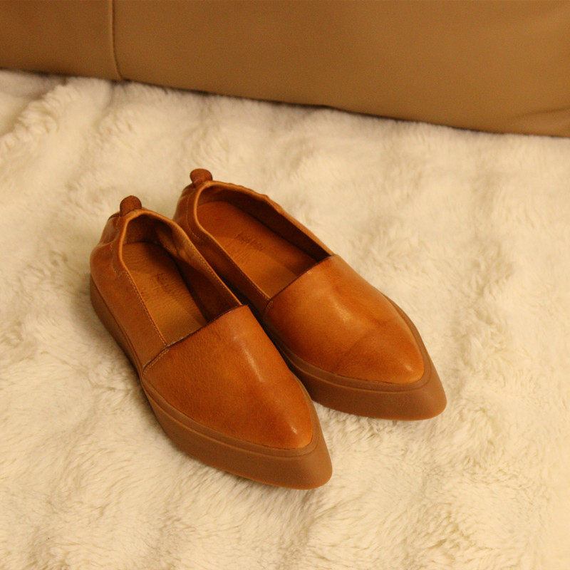 11298-2花藤萝蔓 牛皮尖头中口套脚平底软底休闲真皮女鞋女单鞋,女鞋,浅口单鞋,淘宝优惠券,粉丝福利购,淘宝优惠卷