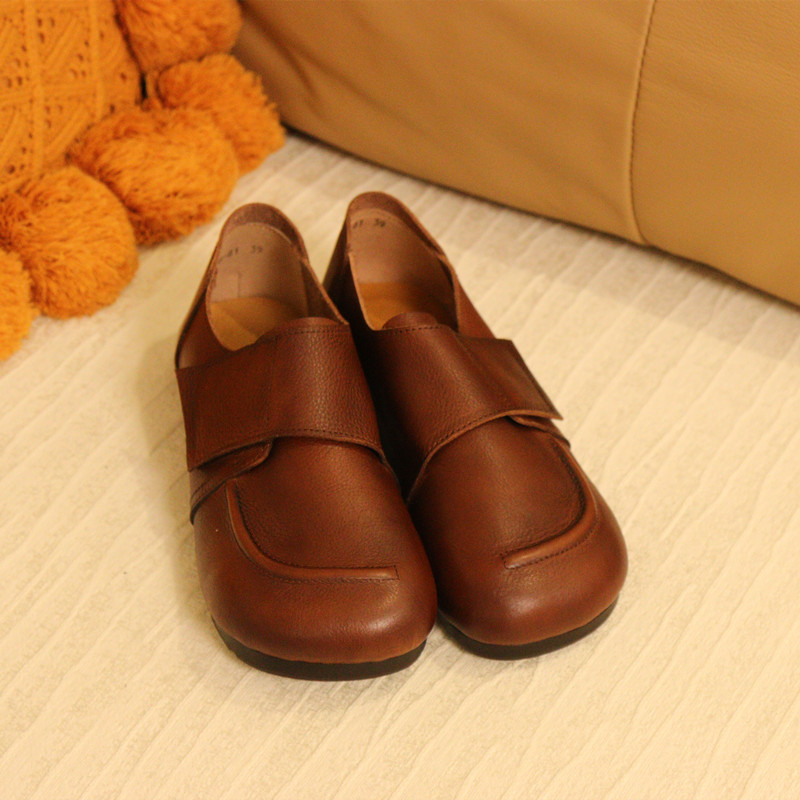 休闲深口魔术贴平底软女单鞋