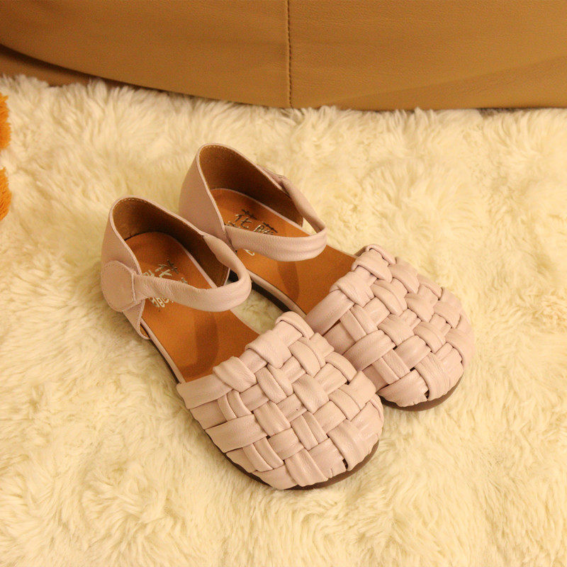 8320-26花藤萝蔓 牛皮编织休闲魔术贴包头中空真皮女凉鞋罗马凉鞋,女鞋,罗马凉鞋,淘宝优惠券,粉丝福利购,淘宝优惠卷