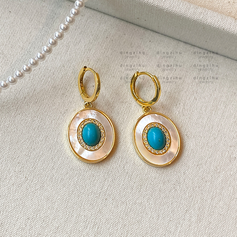 白色贝母吊坠耳环女适合春夏的耳饰高级感轻奢复古气质度假风耳扣