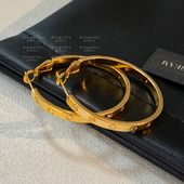 欧美大气金色圈圈耳环女士款 复古简约气质轻奢高级感耳圈金属耳饰