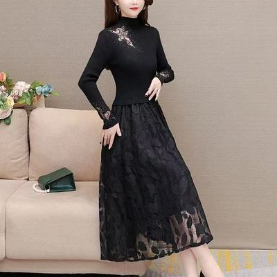 中长款优雅高贵打底毛衣裙子