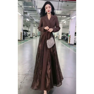 宽松显瘦气质减龄连衣裙 2025秋冬季 新款 复古高端系带休闲时尚 大码