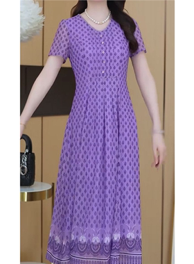 时尚高贵优雅气质妈妈连衣裙显瘦2025年修身减龄新款精致夏季裙子