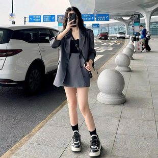 外套OL御姐性感包臀短裙套装 休闲宽松西服两件套裙韩版 女神范西装