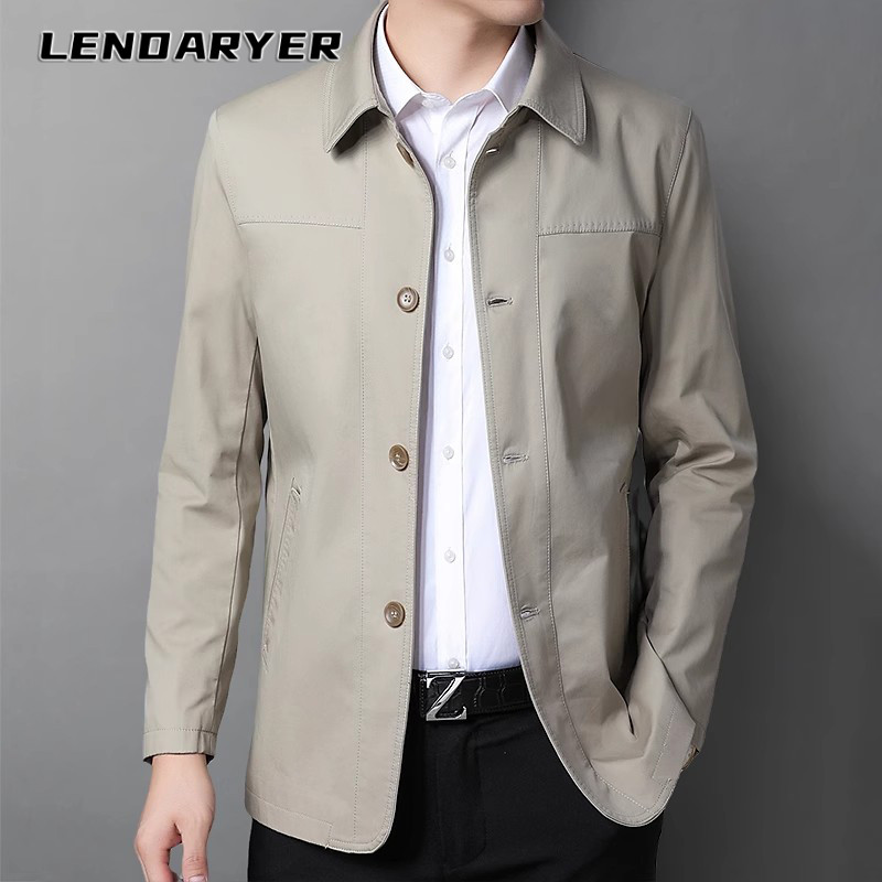 LENDARYER高端纯棉夹克男2025秋季新款轻奢商务休闲外套中年男装