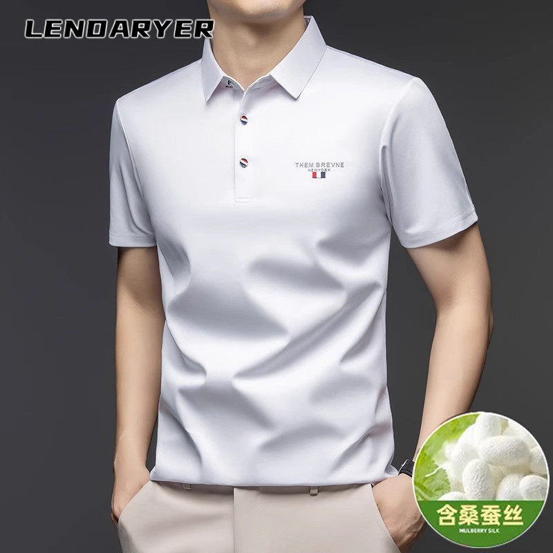 LENDARYER短袖T恤男夏季新款【甄选桑蚕丝】轻奢休闲商务Polo衫男