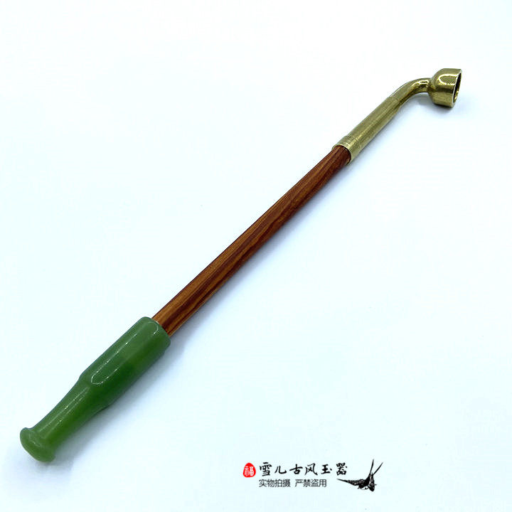 手工传统老式旱烟袋锅子长短款烟斗纯铜复古烟锅玉石铜烟嘴木杆_虎窝淘