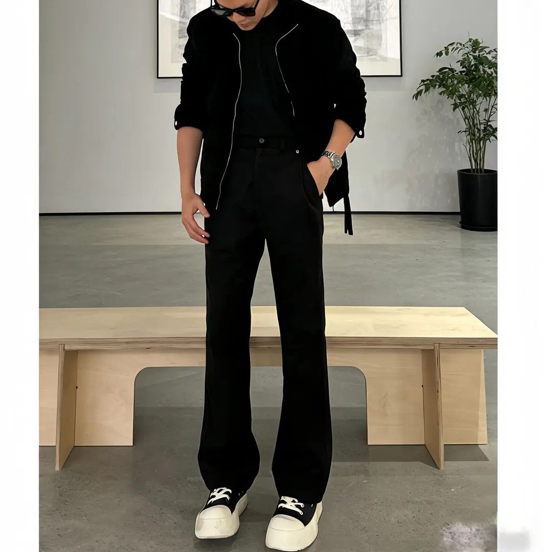 新春夏季合体斜纹西裤517直筒微喇男显高显瘦直筒卫裤休闲裤