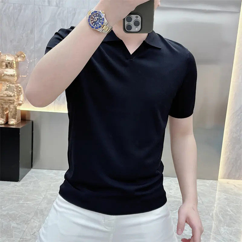 2026新款夏季简约百搭POLO衫翻领短袖修身T恤男潮半袖打底衫