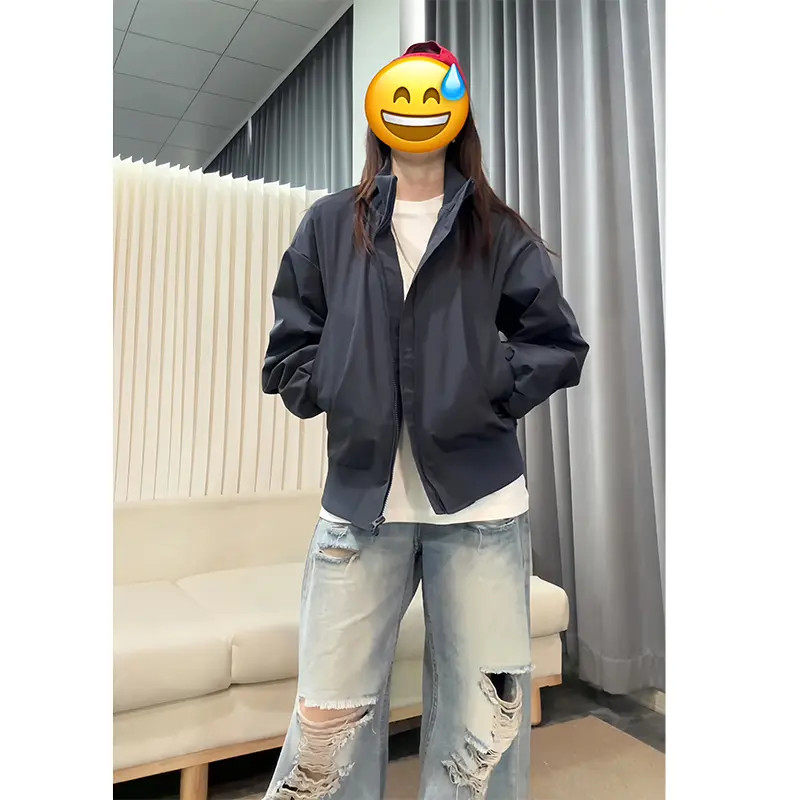 cleanfit短款外套男春季高街百搭廓形立领复古潮流美式飞行员夹克